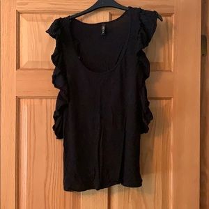 Venus black tank with ruffle sides size medium